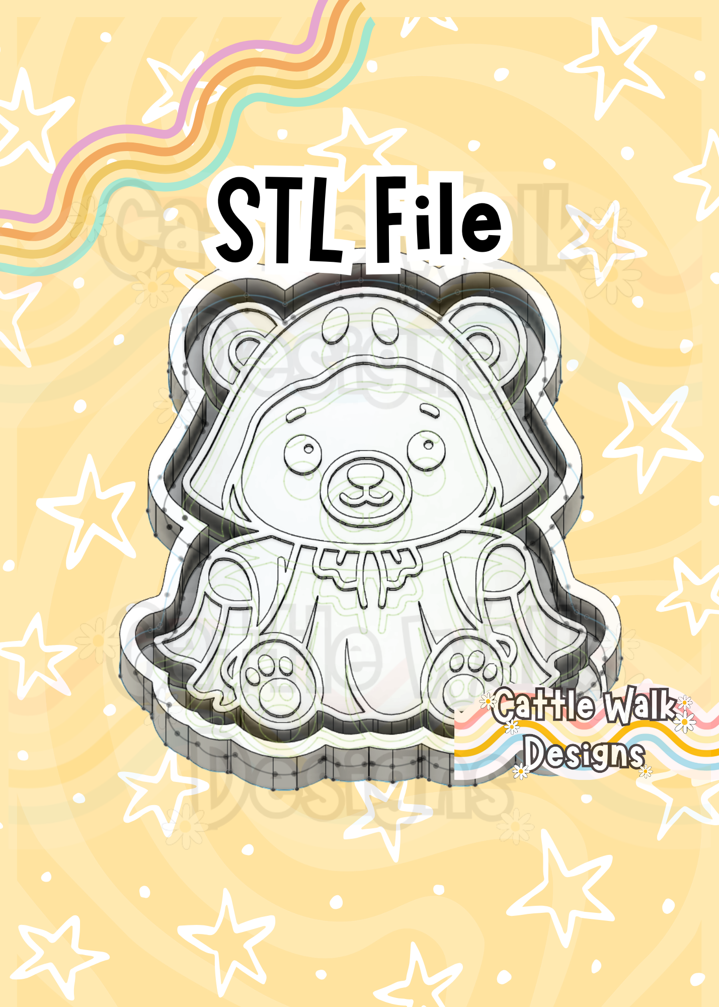 Cute Bear Wearing Halloween Ghost Costume Freshie Mold STL Download