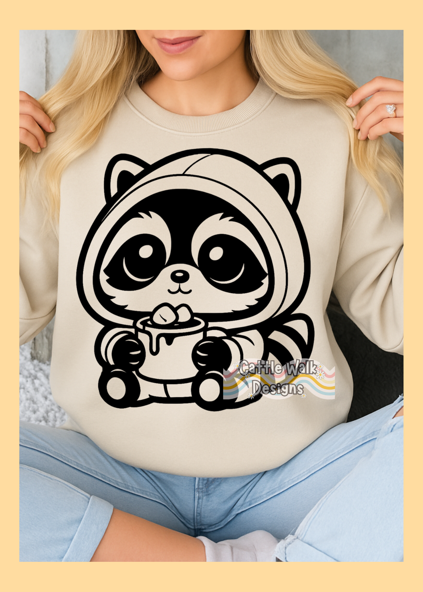 Cute Raccoon Hot Cocoa SVG | Cozy Winter Animal Design
