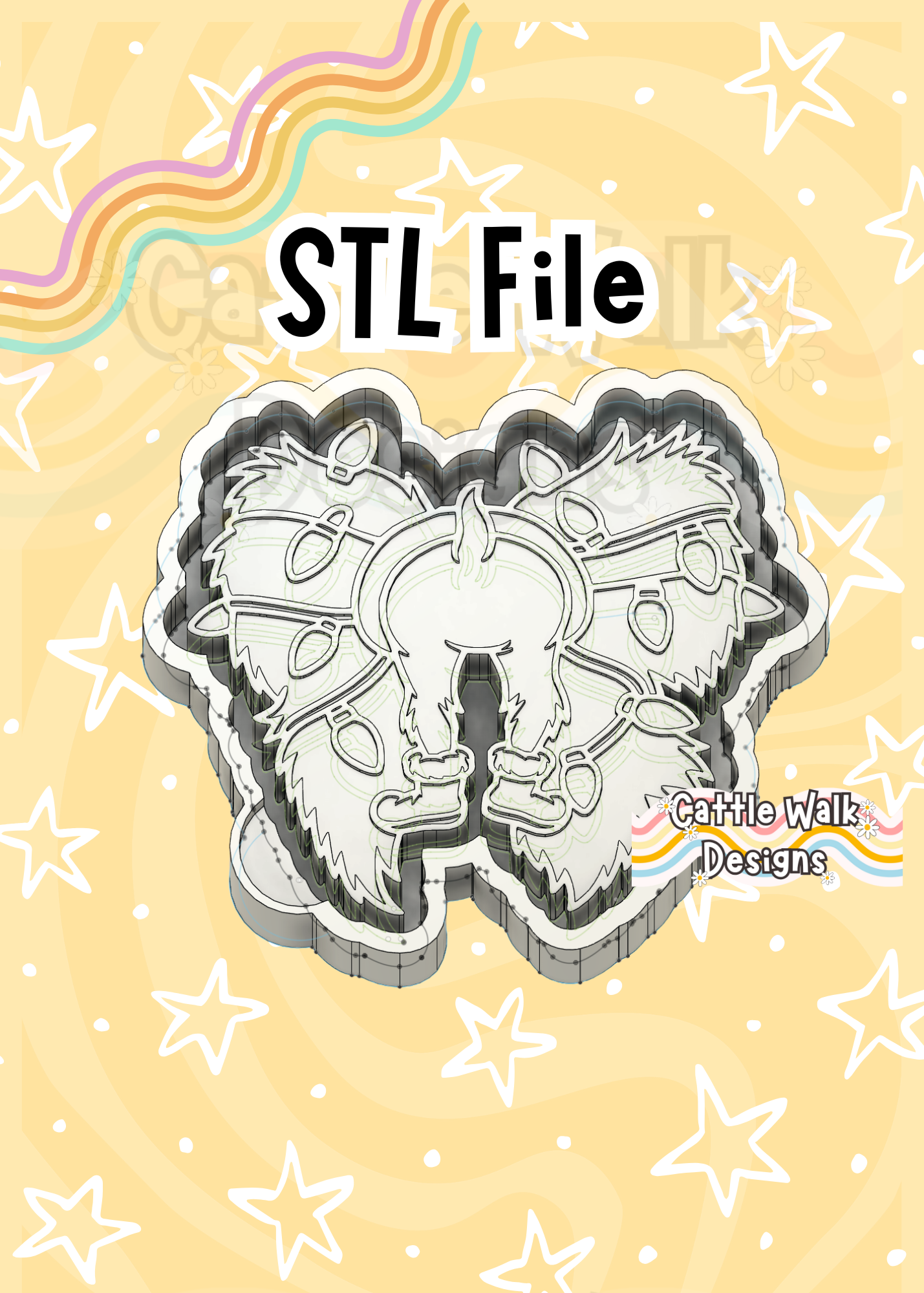 Christmas Donkey Butt STL File β Funny Holiday Freshie Mold Design with Lights