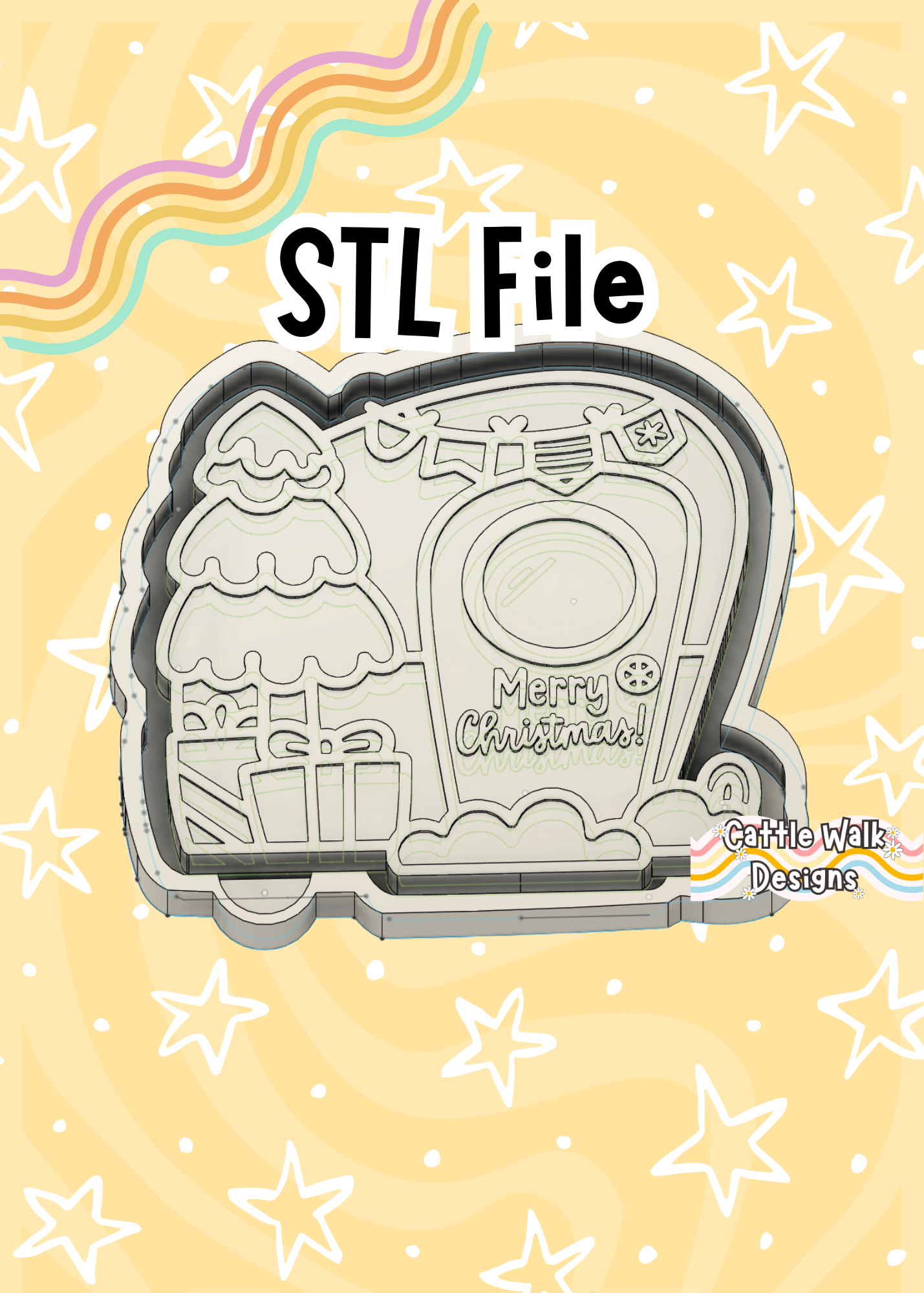 Christmas Camper STL File โ Retro Holiday Camper with Tree & Presents