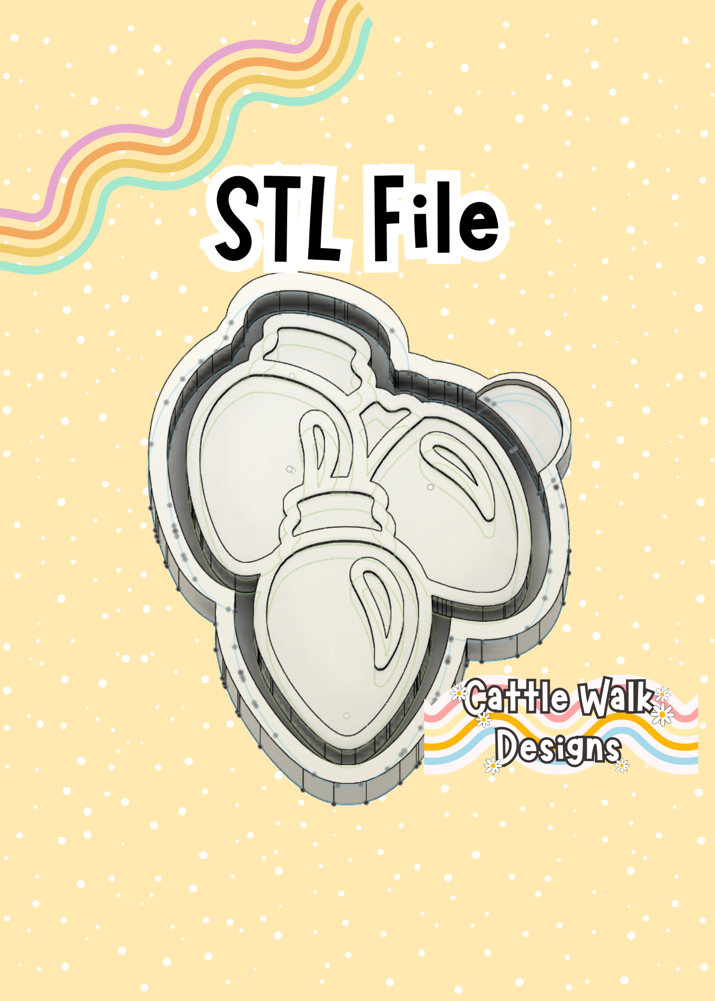 Christmas Lightbulbs Stacked Freshie Mold STL Digital Download