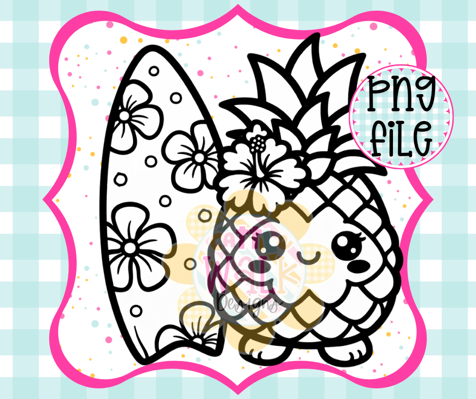 ππββοΈ Pineapple Girl with Surfboard PNG β Cute Tropical Summer Design | Digital Download