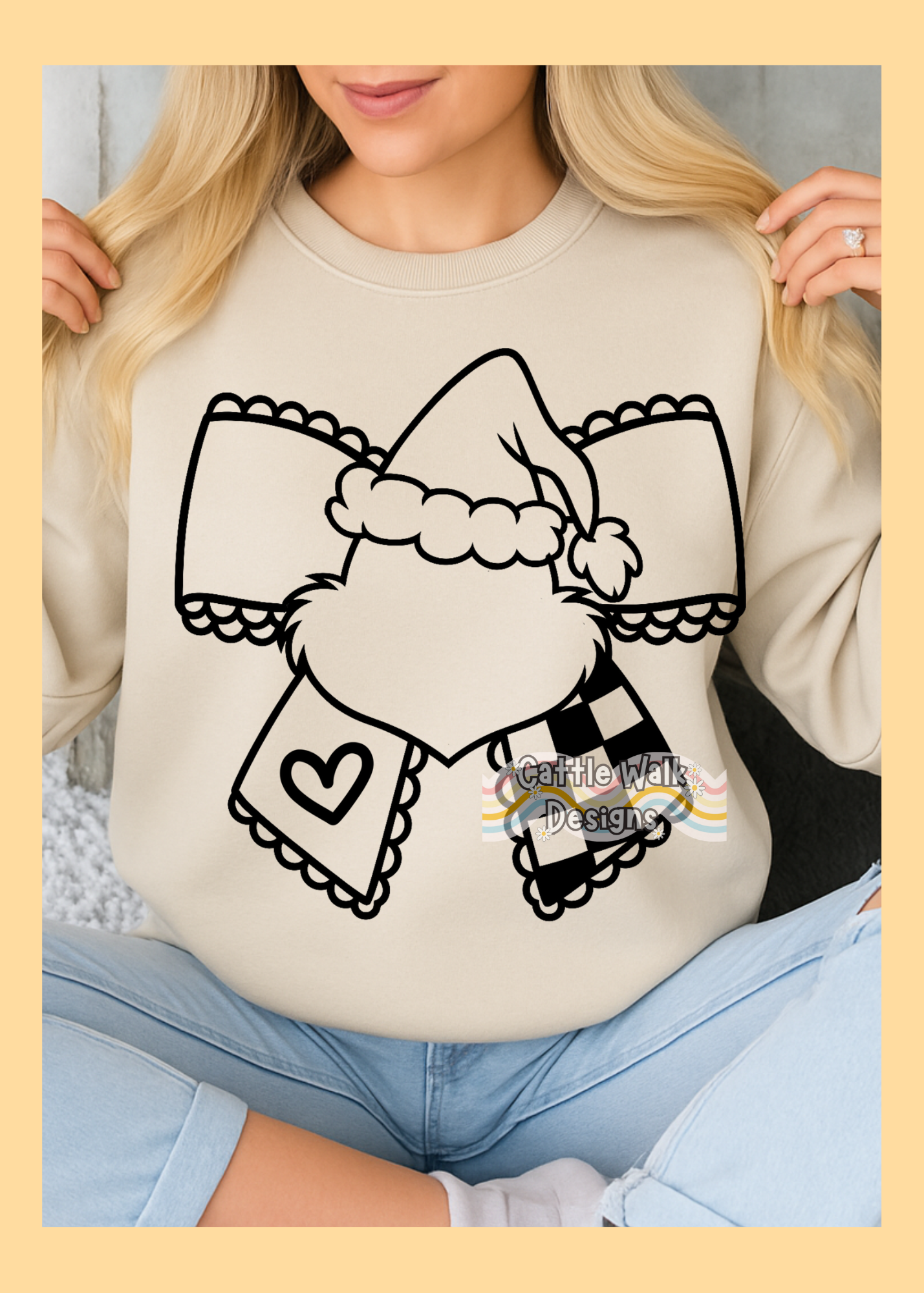 Christmas Bow SVG | Holiday Bow with Heart & Checkered Tail