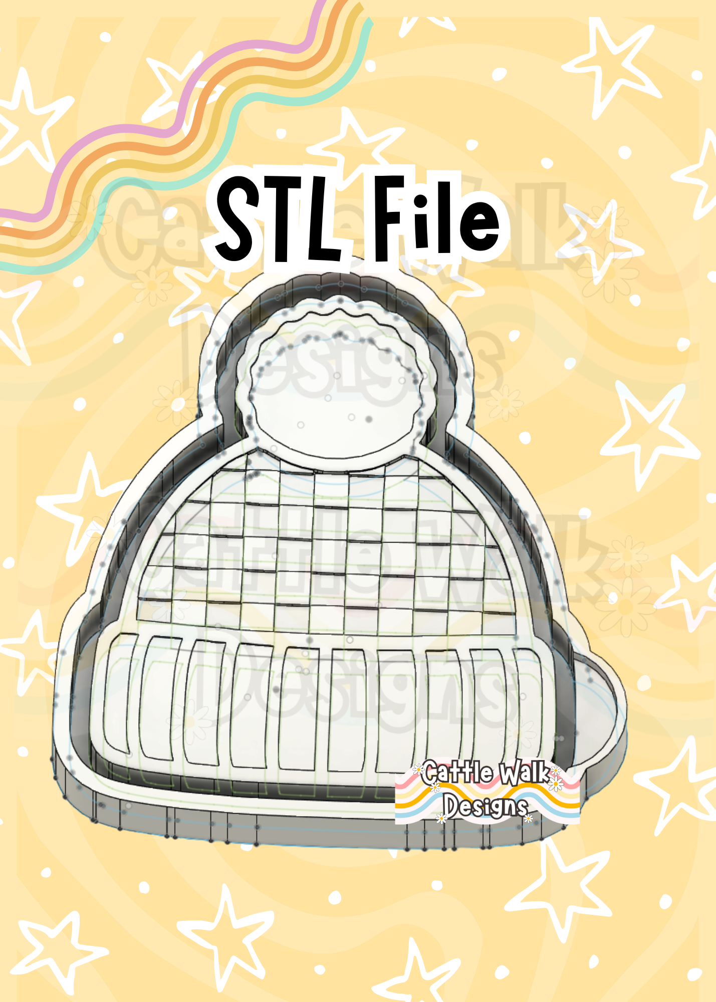 Checkered Beanie STL File - Winter Freshie Mold Design