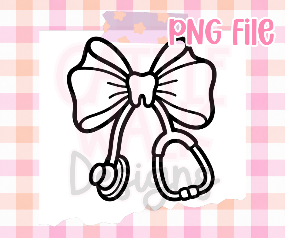 Dental Stethoscope Bow PNG | Dentist Tooth Bow PNG | Dental Hygienist Digital Download
