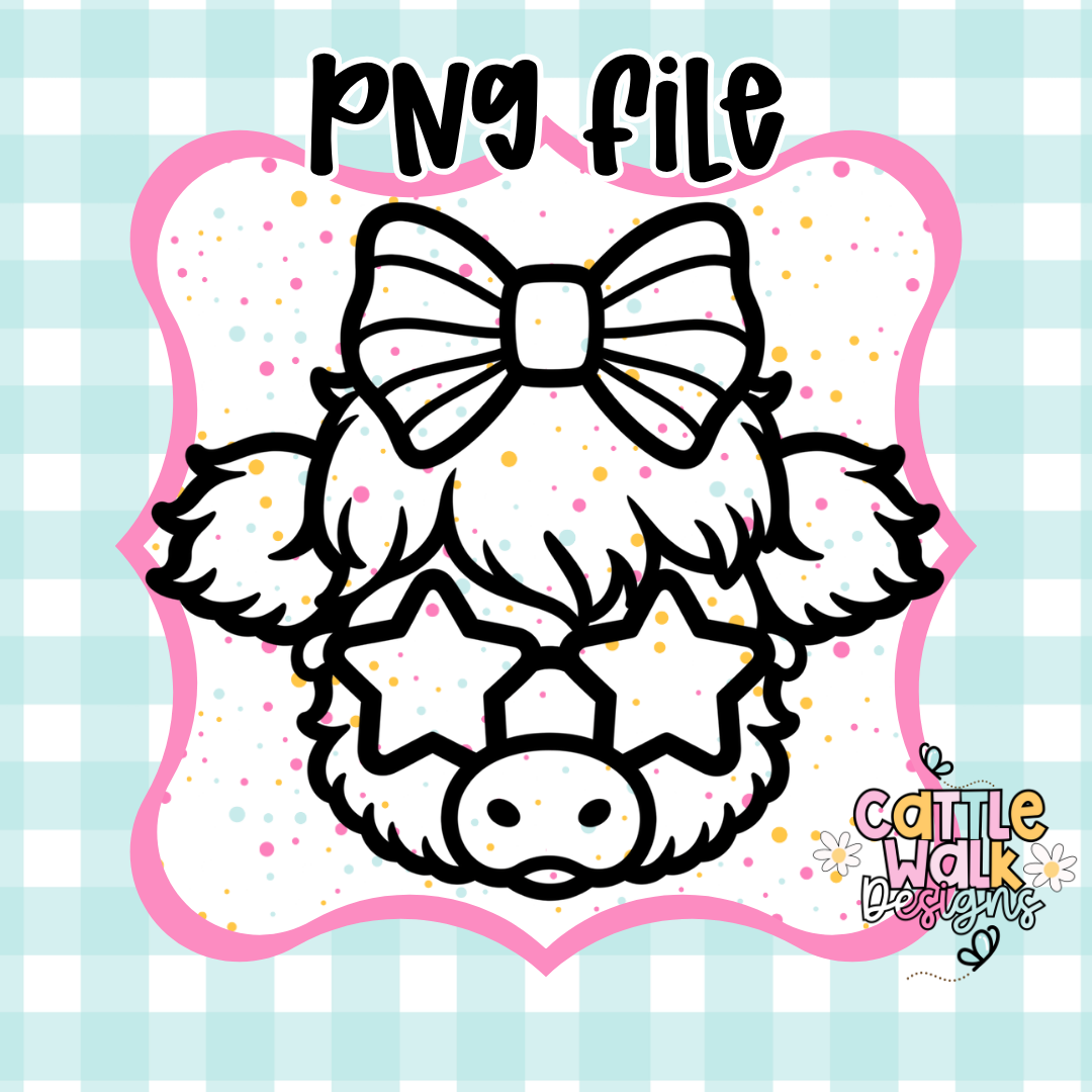 Highland Cow Star Sunglasses PNG | Cute Cow Head PNG | Kawaii Farm Animal Design | Freshie & Sublimation PNG