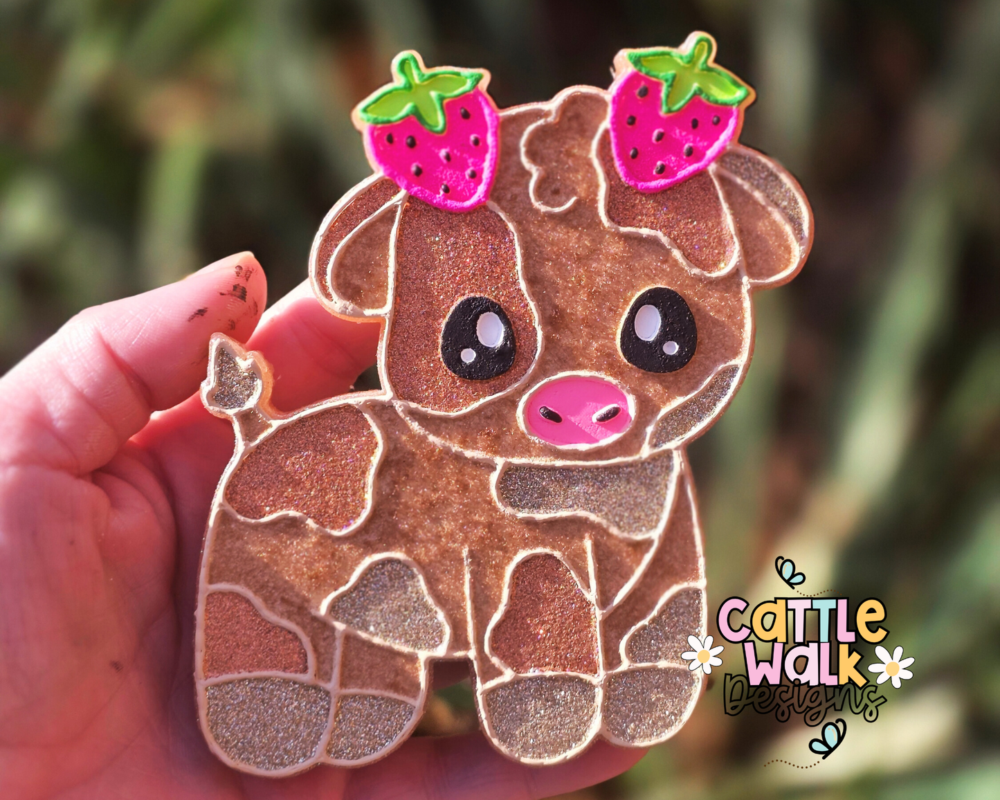 Strawberry Cow Freshie – Cute Farm Car Freshie – Strawberry Marshmallow Fluff Scent