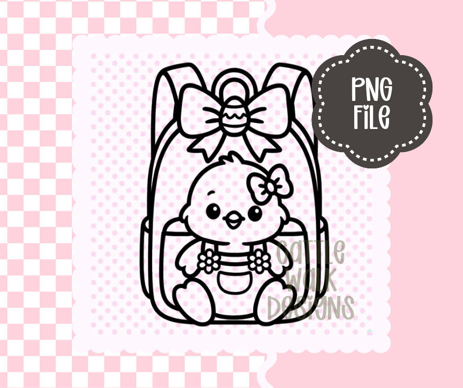 Easter Chick in Backpack with Bow – Cute Spring PNG | Cattle Walk Designs