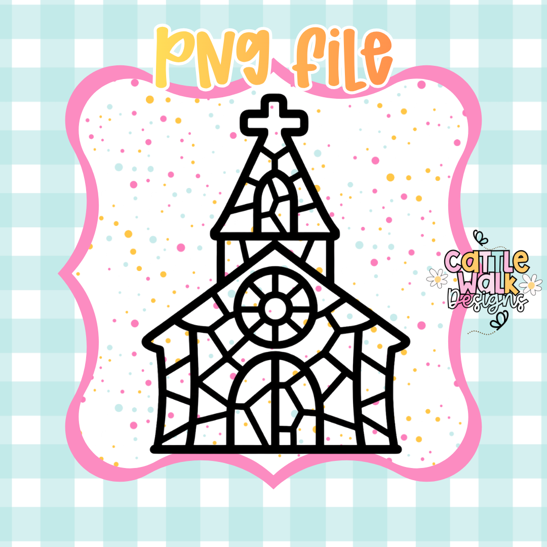 Stained Glass Church PNG | Christian Christmas Church Digital Download | Sublimation PNG | Printable Design