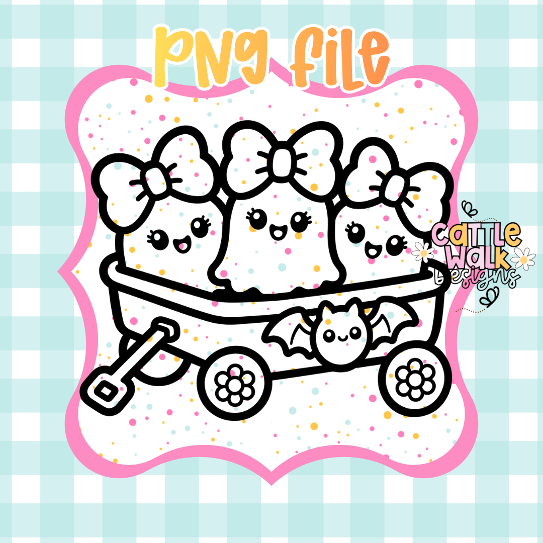 Ghost Wagon PNG | Cute Halloween Ghost PNG | Kawaii Ghost Wagon PNG | Spooky Season PNG | Digital Download