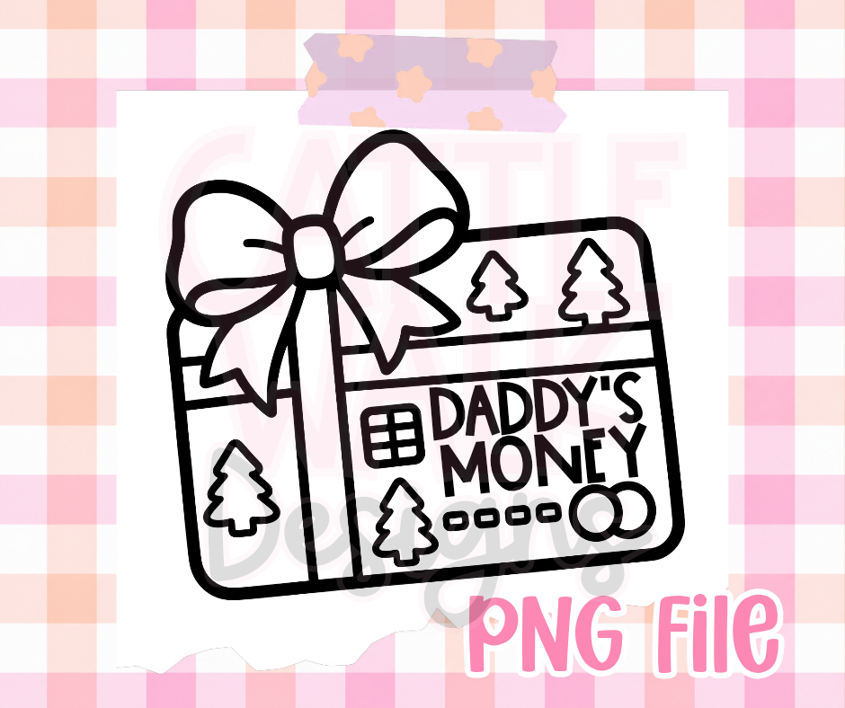 Daddy's Money Christmas Credit Card PNG | Girly Holiday Bow Digital Download