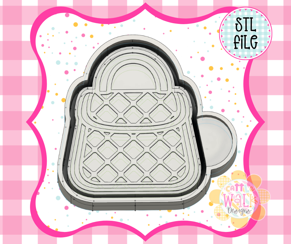 Quilted Handbag Freshie Mold STL | Purse Freshie STL File | 3D Printed Freshie Mold | Cattle Walk Designs
