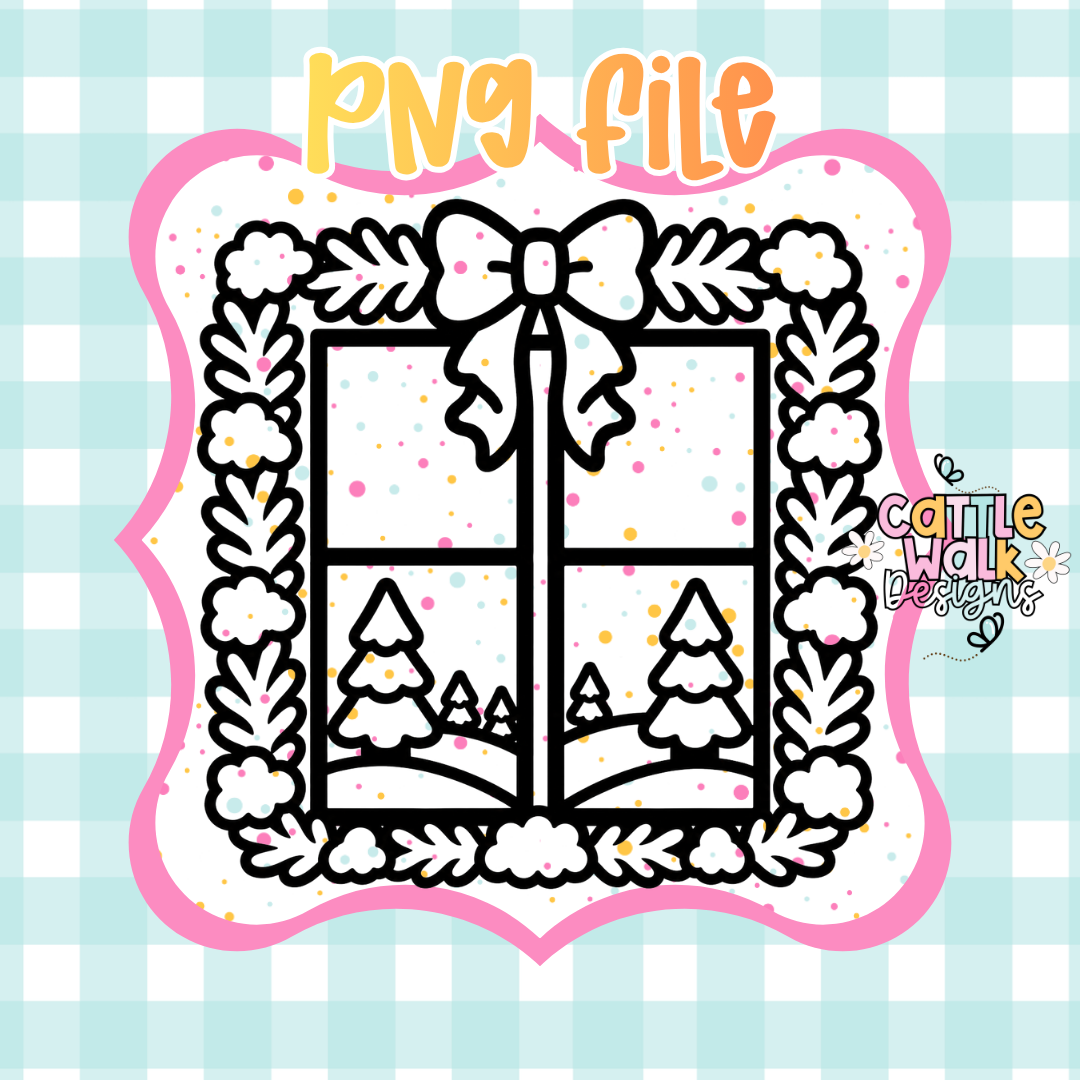 Christmas Window Scene PNG | Whimsical Winter Window Digital Download | Commercial Use
