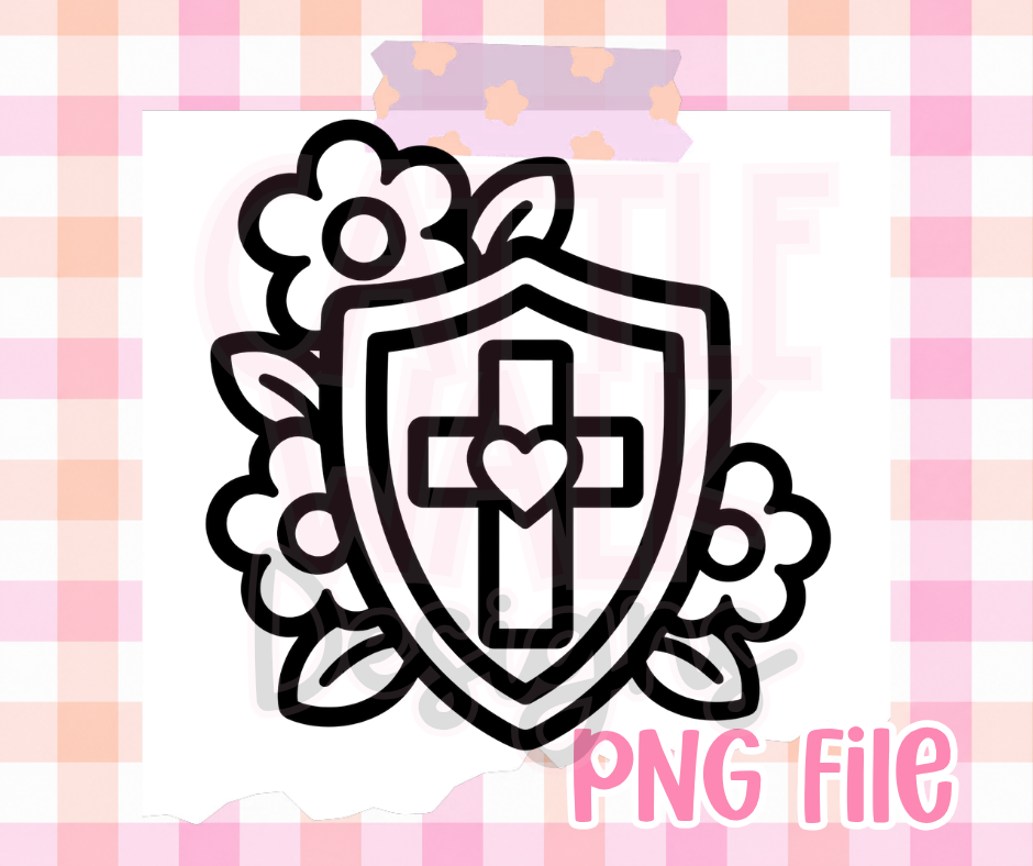 Armor of God Shield PNG | Christian Cross & Floral Faith Digital Download