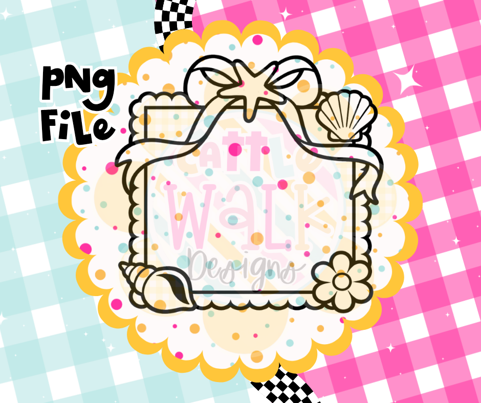 Coastal Blank Frame PNG | Beach Frame PNG | Summer Frame Design | Digital Download