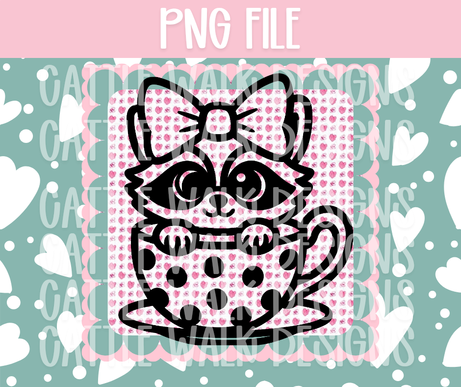 Raccoon in Polka Dot Mug PNG – Cute Freshie Design Template