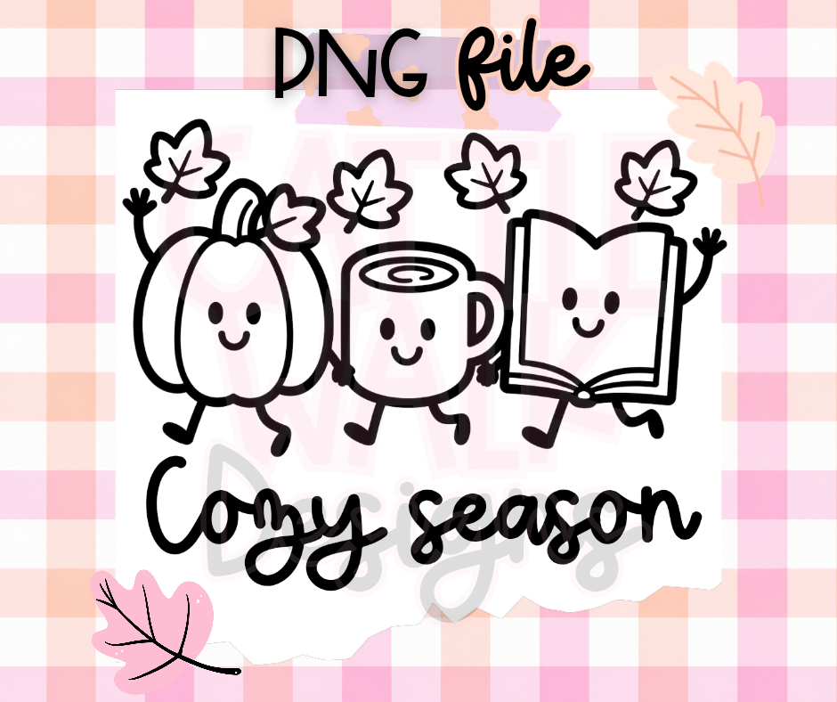Cozy Season Pumpkin Coffee Book PNG | Cute Fall Digital Download