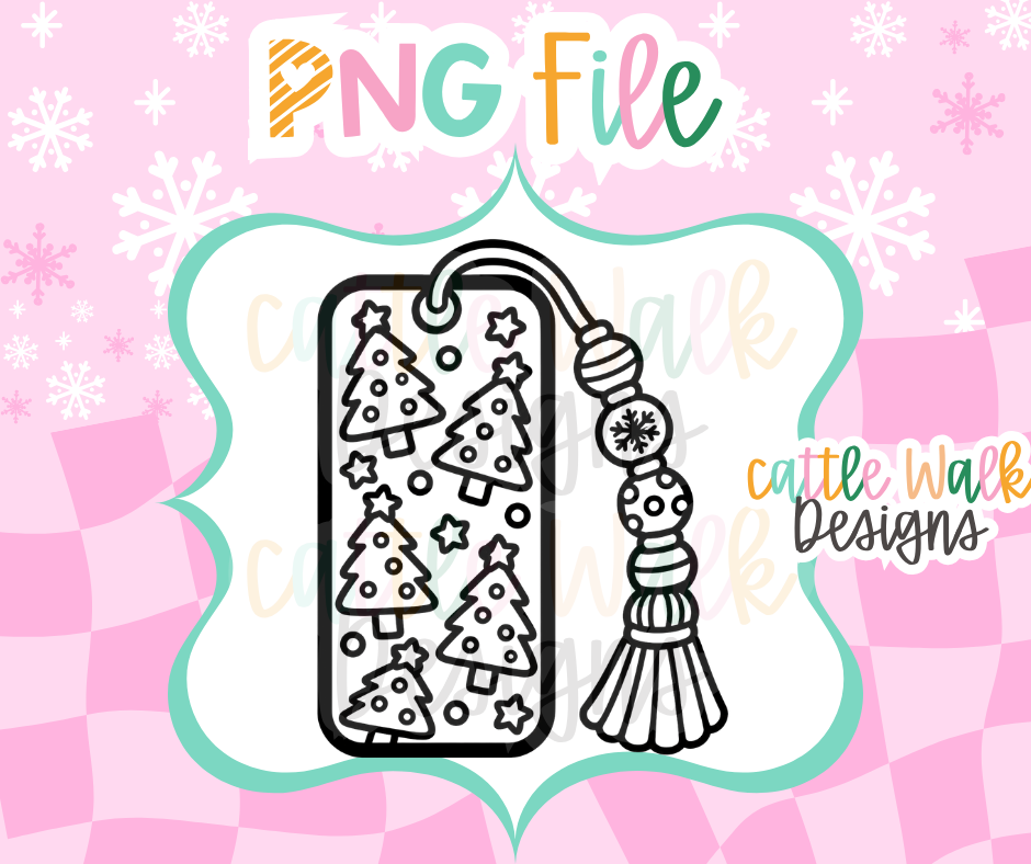 Christmas Bookmark PNG | Christmas Tree Bookmark with Tassel | Book Lover PNG | Holiday Reading Freshie Design | Digital Download