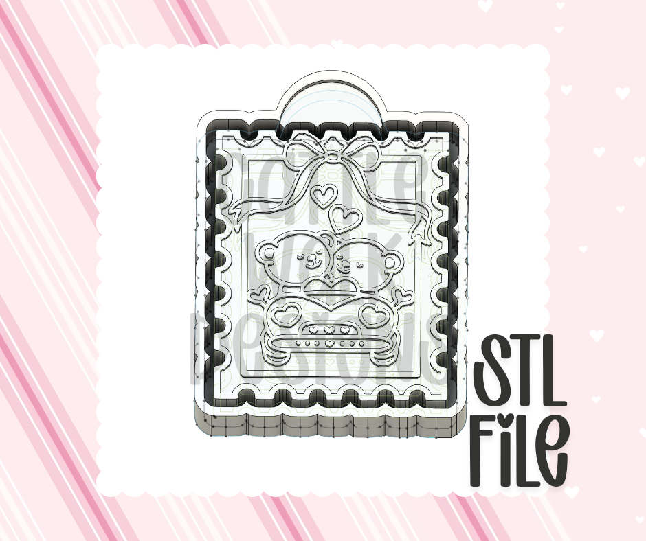 Teddy Bear Couple Stamp STL File | Chunky Bold Mold-Ready 3D Print Design