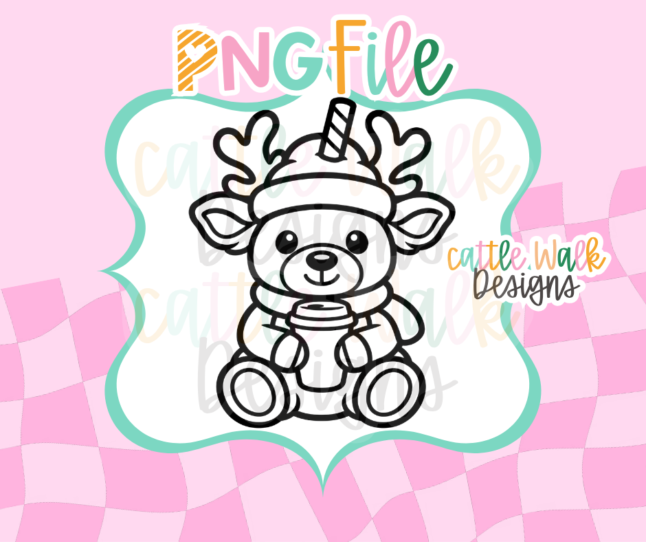 Christmas Reindeer Coffee PNG | Cute Reindeer Digital Download
