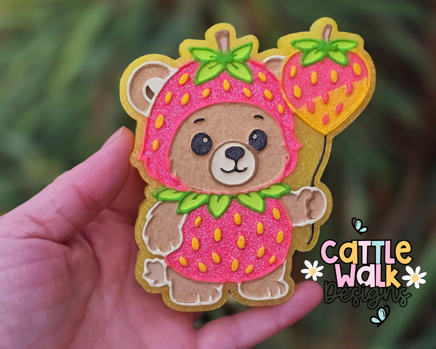 Strawberry Bear Freshie – Cute Summer Car Freshie – Pink Lemonade Scent