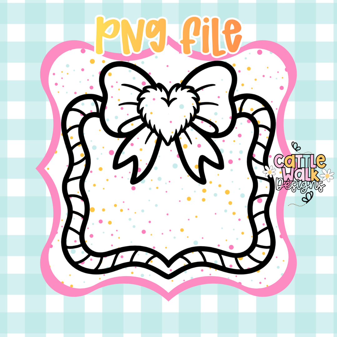 Candy Cane Frame with Fluffy Bow PNG | Christmas Frame Digital Download | Commercial Use PNG