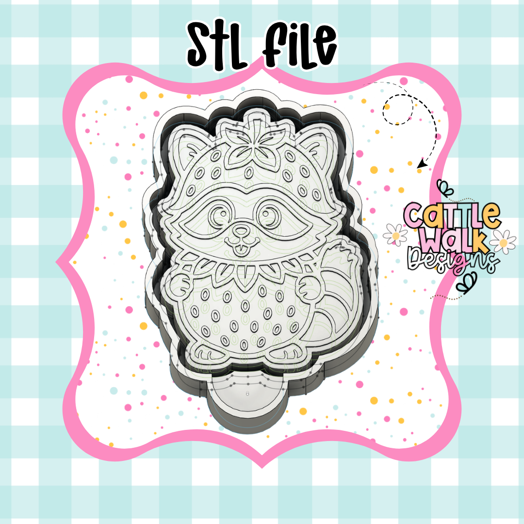 Strawberry Raccoon Freshie Mold Housing STL File | 3D Printable Freshie Mold Frame | Digital Download