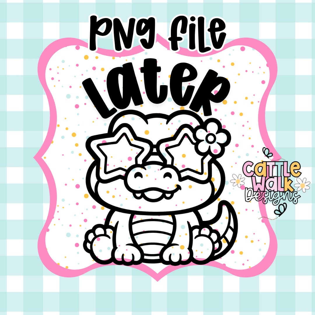 Later Gator PNG | Cute Kawaii Alligator PNG | Retro Summer CWD-Style Design