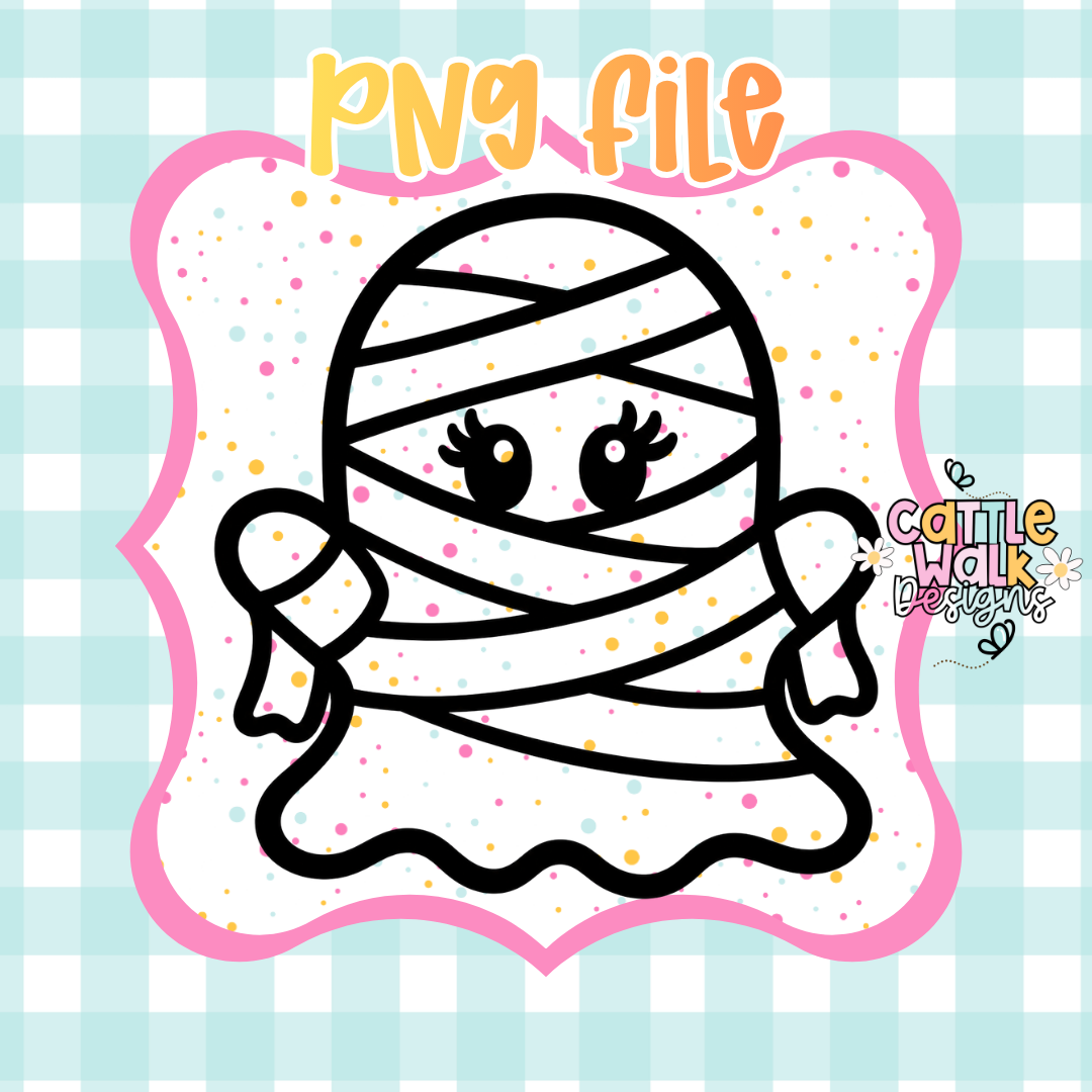 Cute Ghost Mummy PNG | Whimsical Halloween Digital Download | Commercial Use PNG