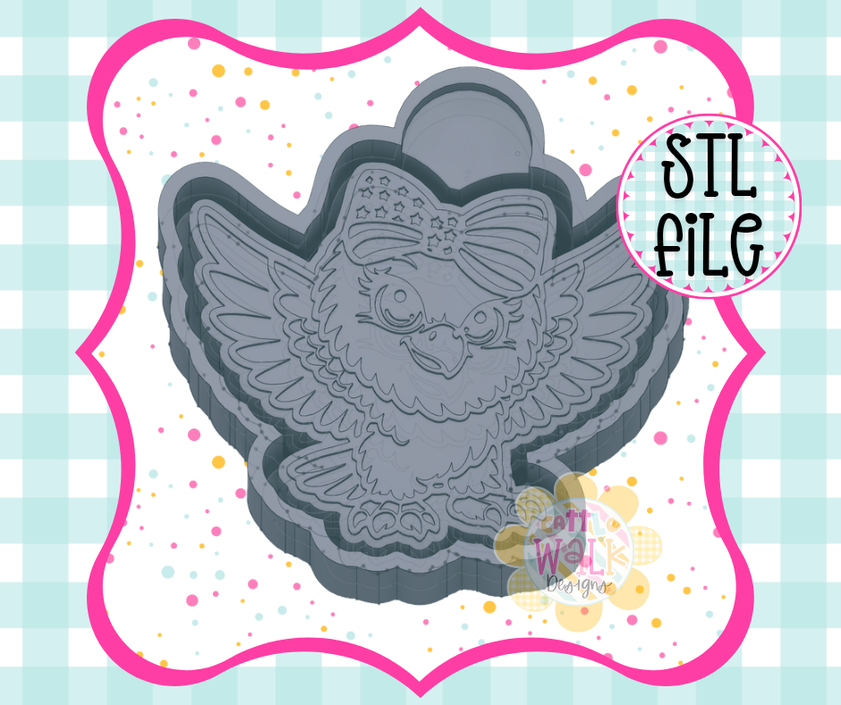 Patriotic Eagle with Bow Freshie Mold STL | American Eagle Freshie STL File | 4th of July Freshie Mold | Car Freshie Mold STL Digital Download