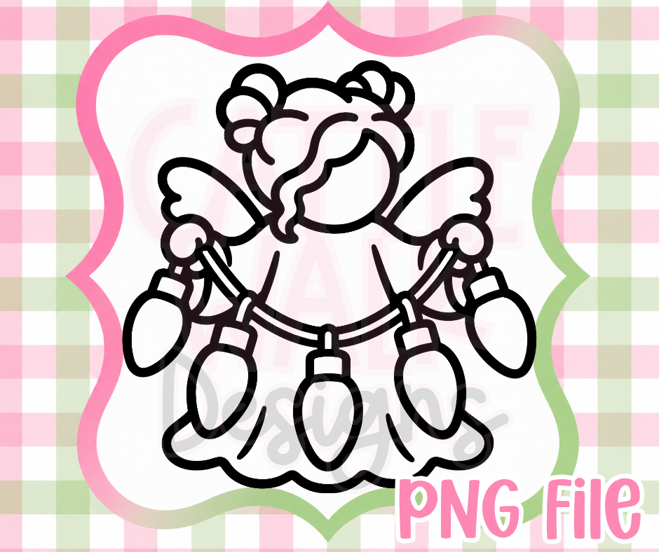 Christmas Angel with Oversized Lights PNG | Cute Holiday Digital Download for Freshies & Crafts