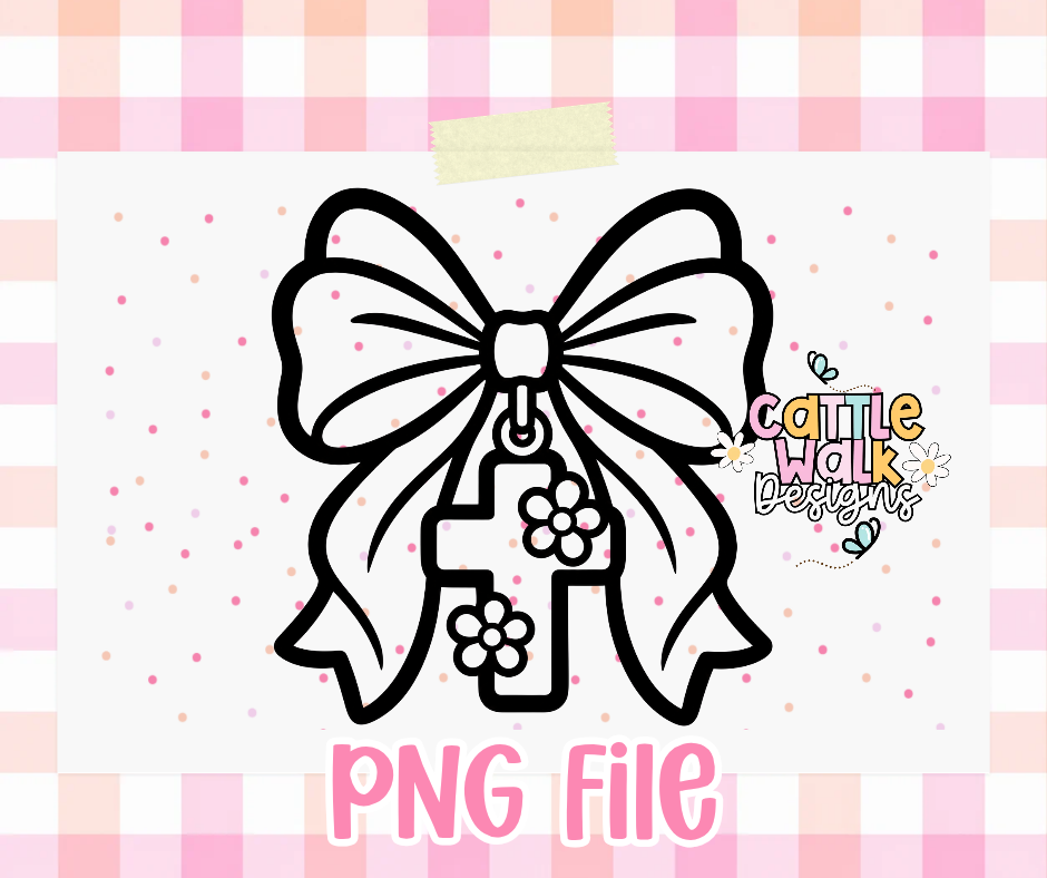 Faith Bow Cross PNG | Christian Floral Cross & Oversized Bow Design