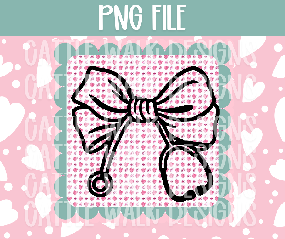 Black Outline Stethoscope Bow PNG – Freshie Mold Design Template