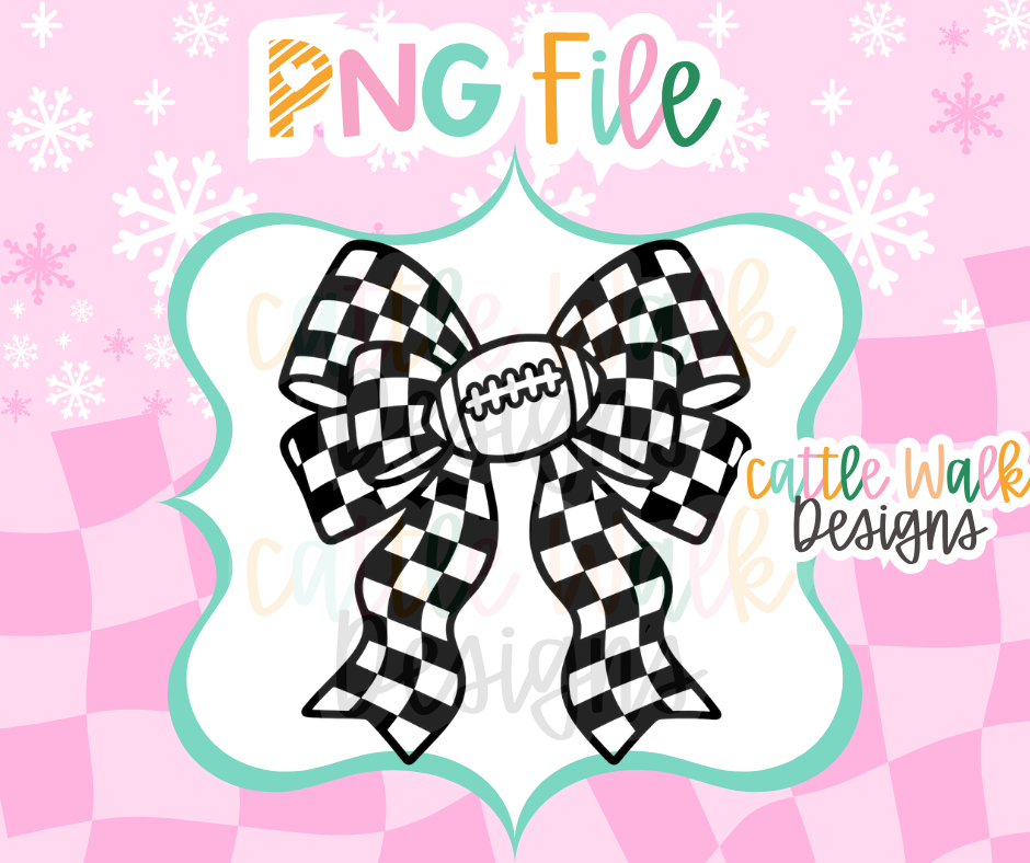 Football Bow PNG | Checkered Football Bow PNG | Football Freshie Design | Game Day PNG | Digital Download