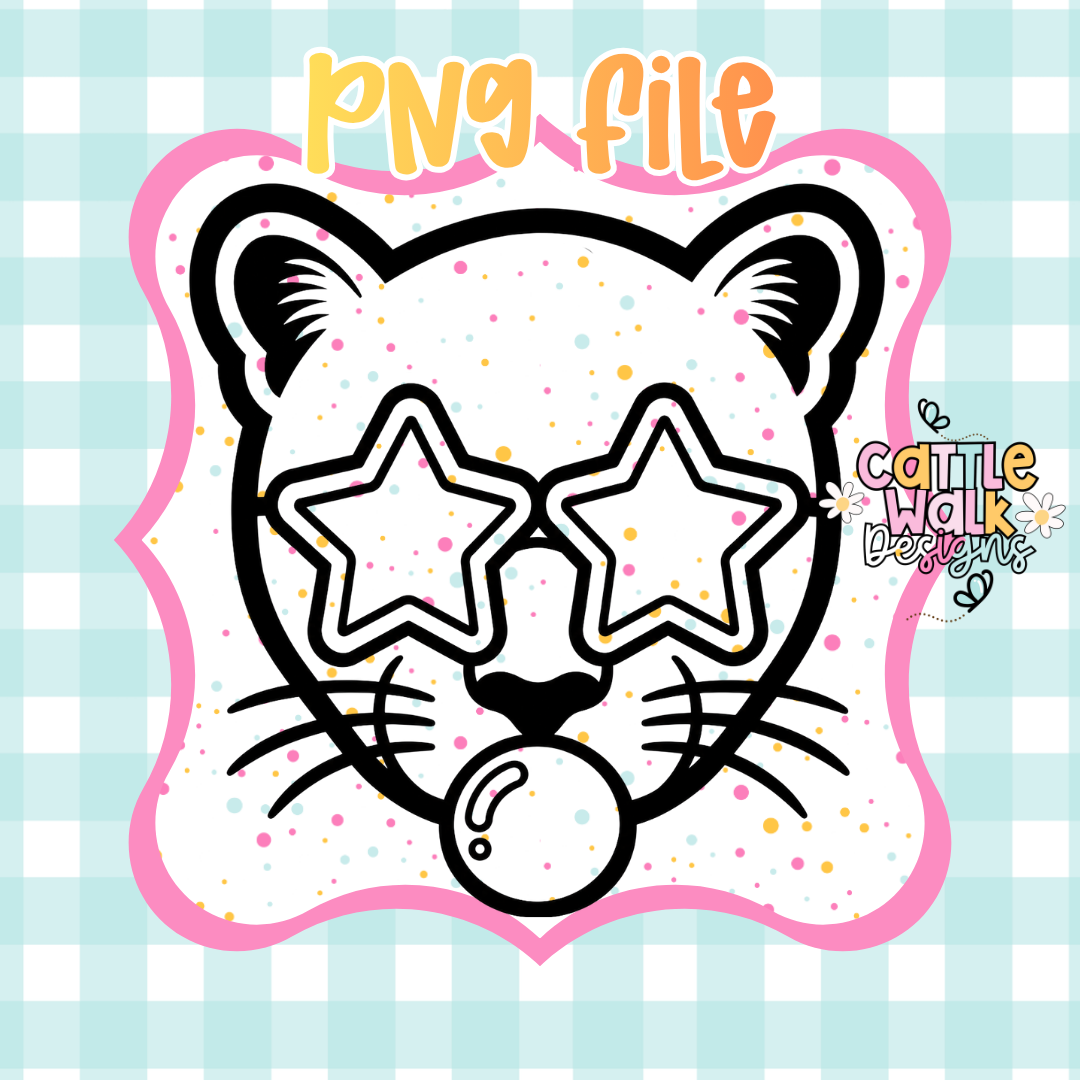 Paint Your Own Leopard PNG | Star Sunglasses Leopard PNG | Bubble Gum Leopard PNG | Freshie Painter's PNG | Digital Download