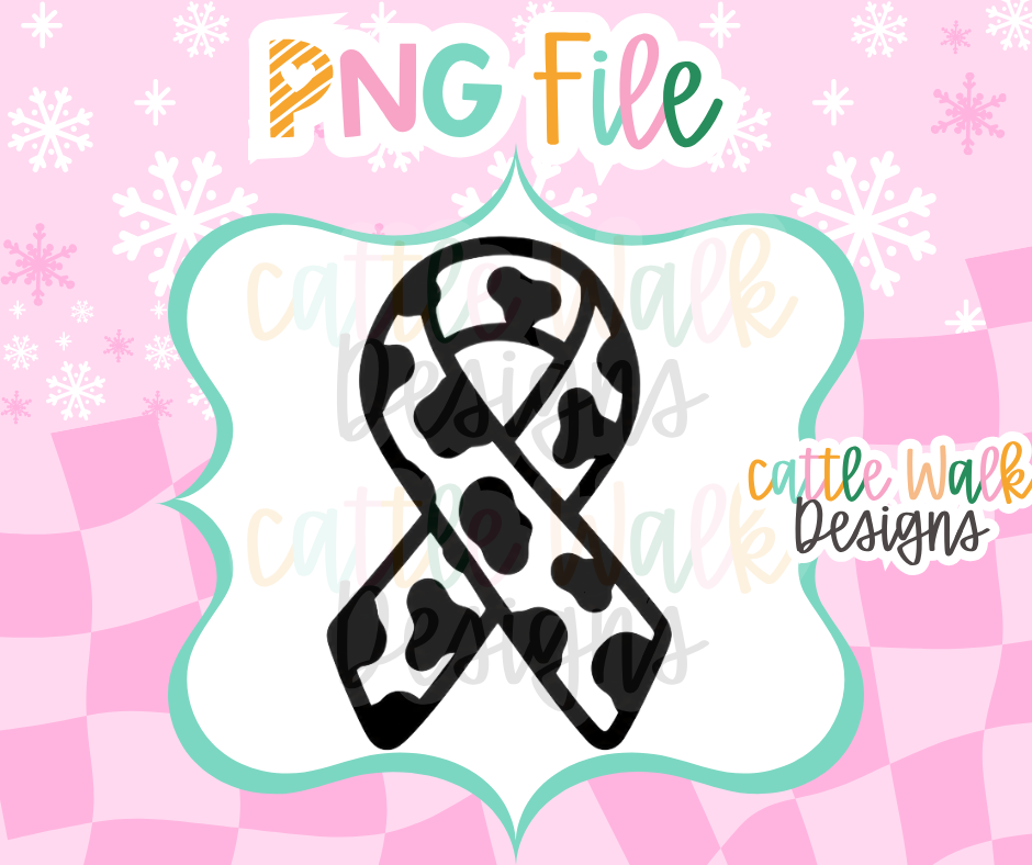 Awareness Ribbon PNG | Cow Print Ribbon PNG | Animal Print Awareness Ribbon | Bold Freshie Mold PNG | Digital Download