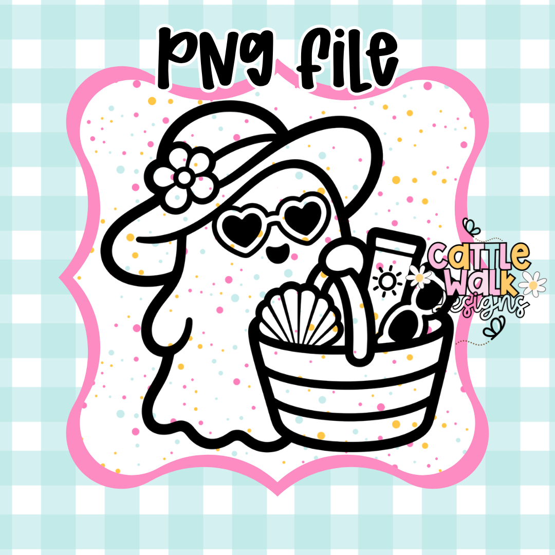 Beach Ghost PNG | Summerween Ghost PNG | Cute Tropical Ghost CWD-Style Design