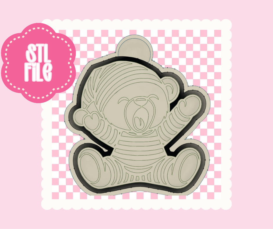 Cozy Pajama Bear Freshie Mold STL File | Sleepy Bear 3D Print Mold for Freshies