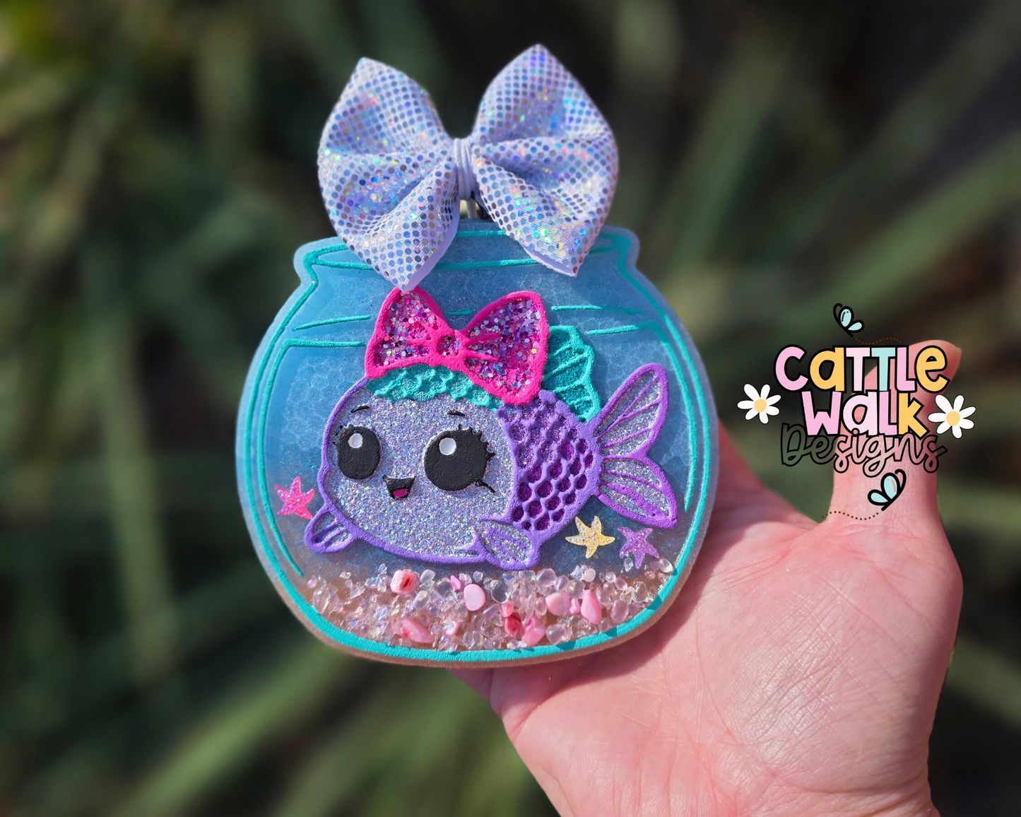 Fish Bowl Freshie | Glitter Fish Car Freshener | Aquarium Inspired Freshie | Ready to Ship | Scented in Pink Lemonade
