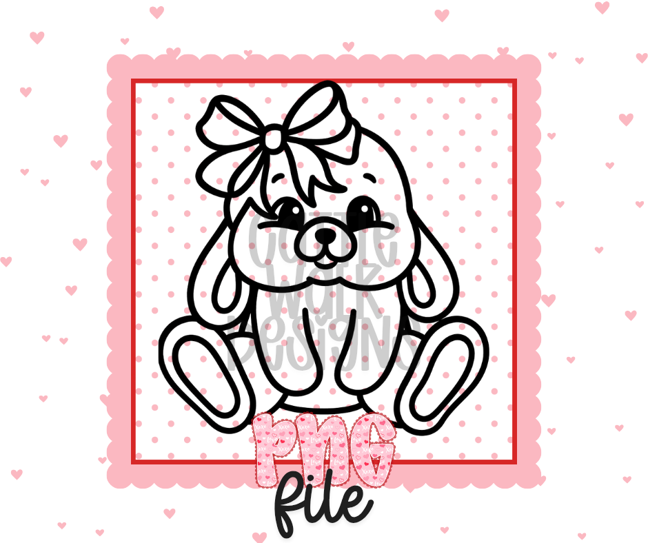 Cute Bunny with Bow Black & White PNG – Bold Outline Freshie Design | Digital Download