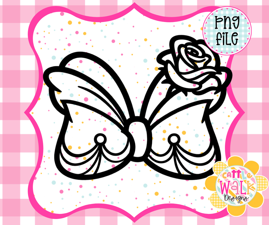 Rose Bow Headband PNG | Floral Headband Sublimation Design | Rose Bow Clipart | Cute Floral Bow PNG | Instant Download