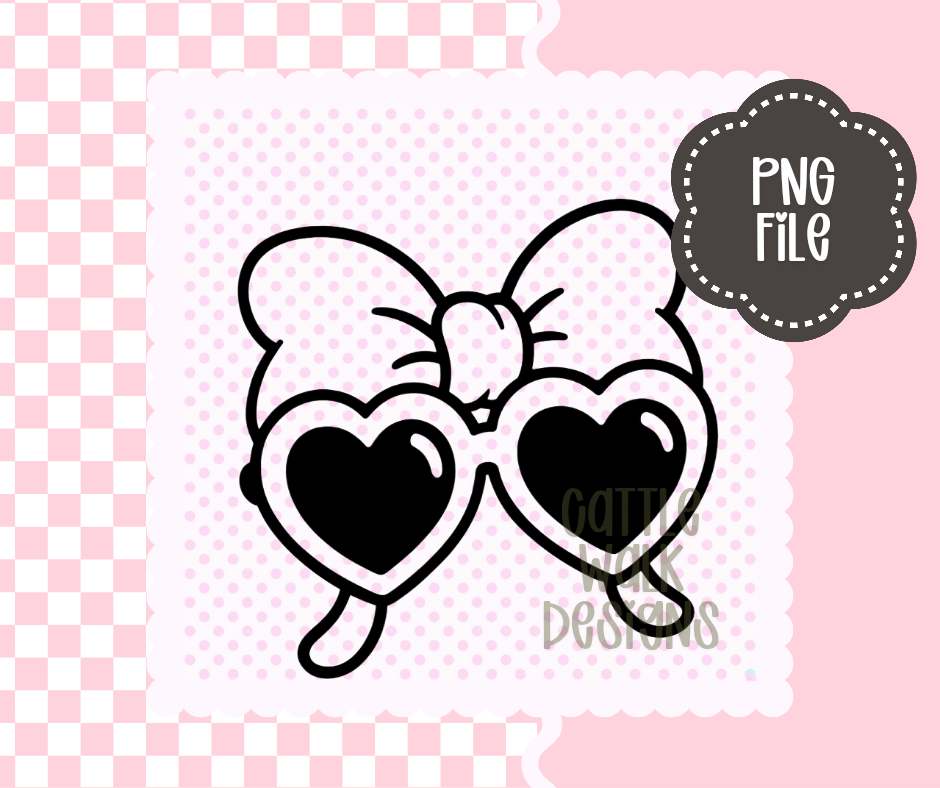 Heart Sunglasses with Bow – Cute Valentine PNG | Cattle Walk Designs