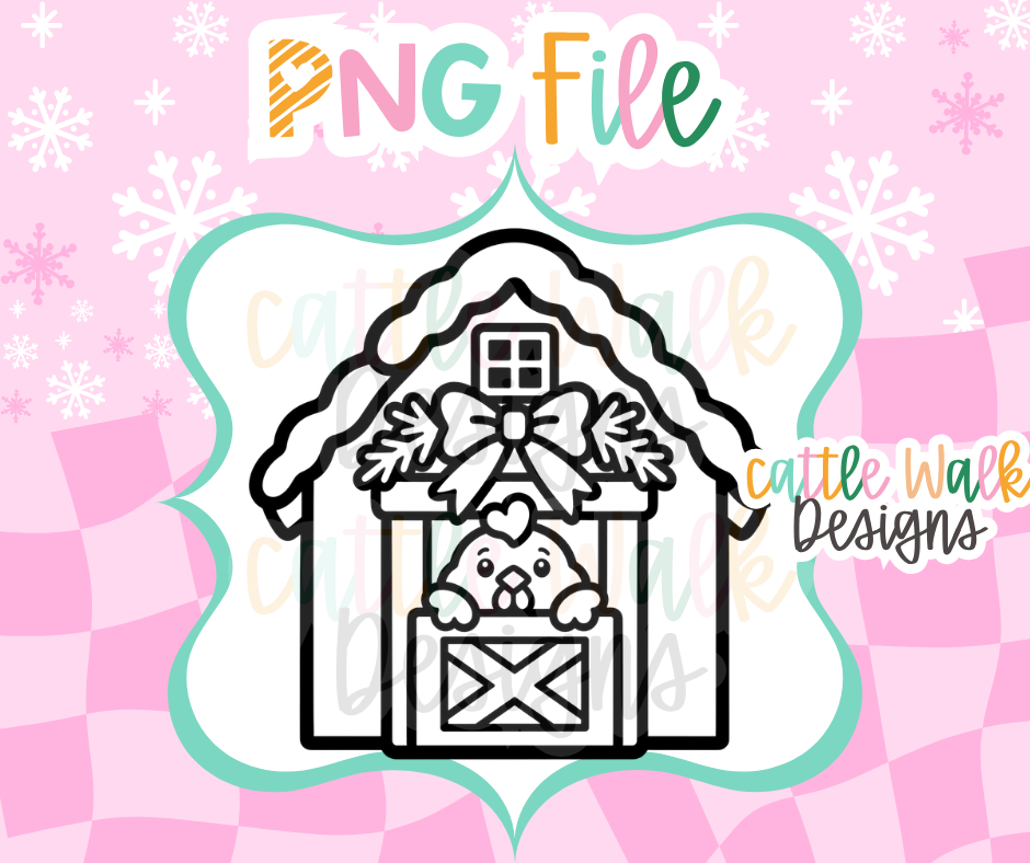 Christmas Chicken Coop PNG | Chicken Barn PNG | Winter Farmhouse PNG | Christmas Freshie Mold Design | Digital Download