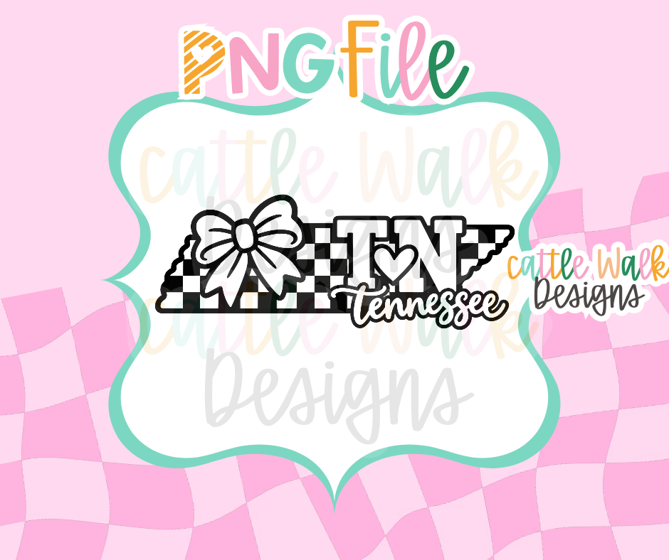 Tennessee Checkered Bow PNG | TN State Digital Download
