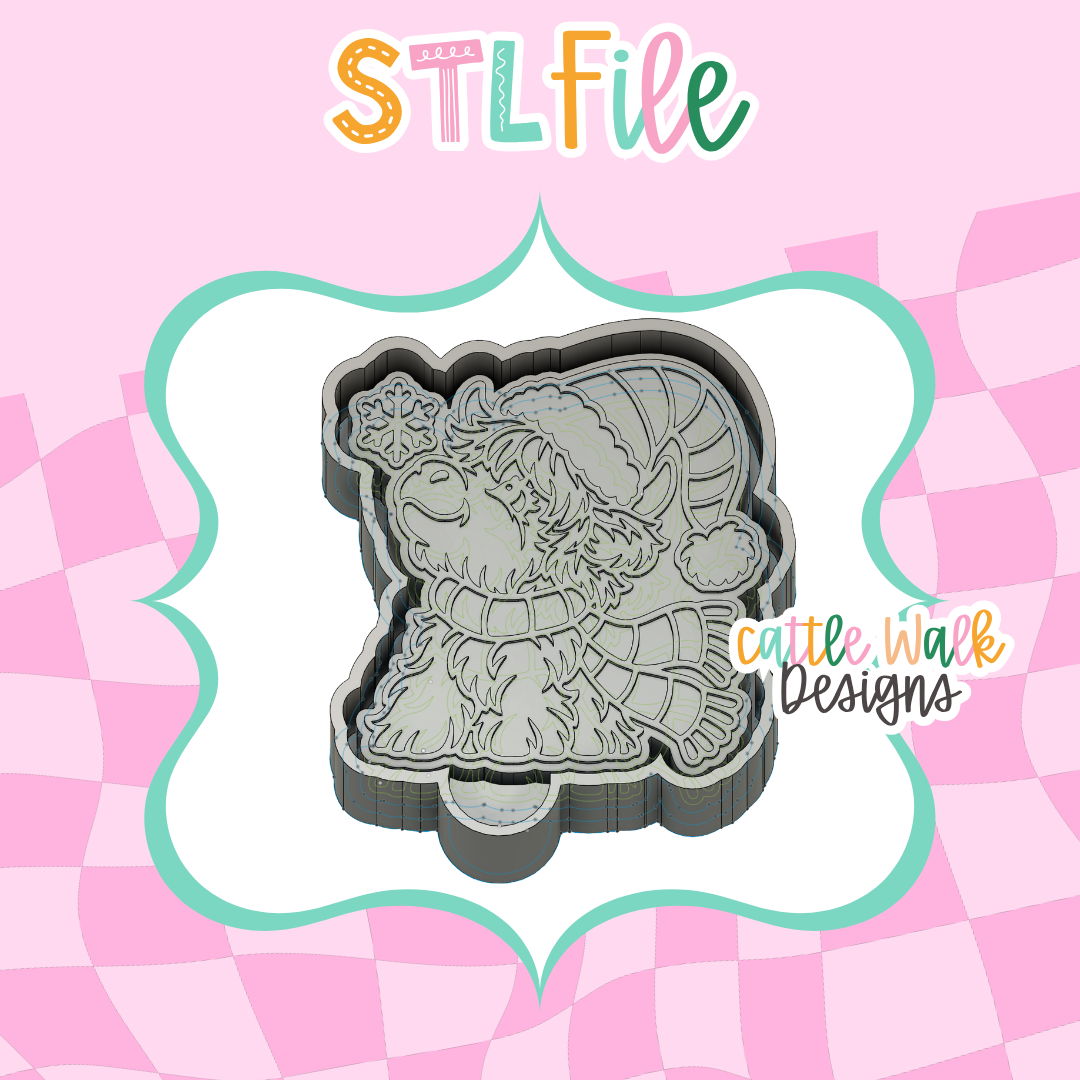 Christmas Highland Cow STL File | Winter Highland Freshie Mold Housing | 3D Print Digital Download