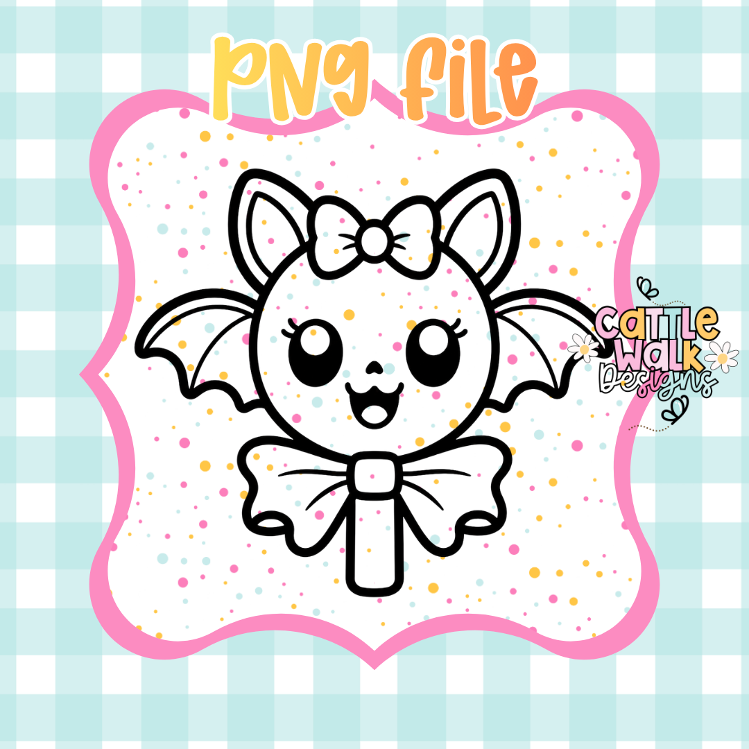 Cute Bat Lollipop PNG | Halloween Bat Candy PNG | Kawaii Halloween PNG | Spooky Cute PNG | Digital Download