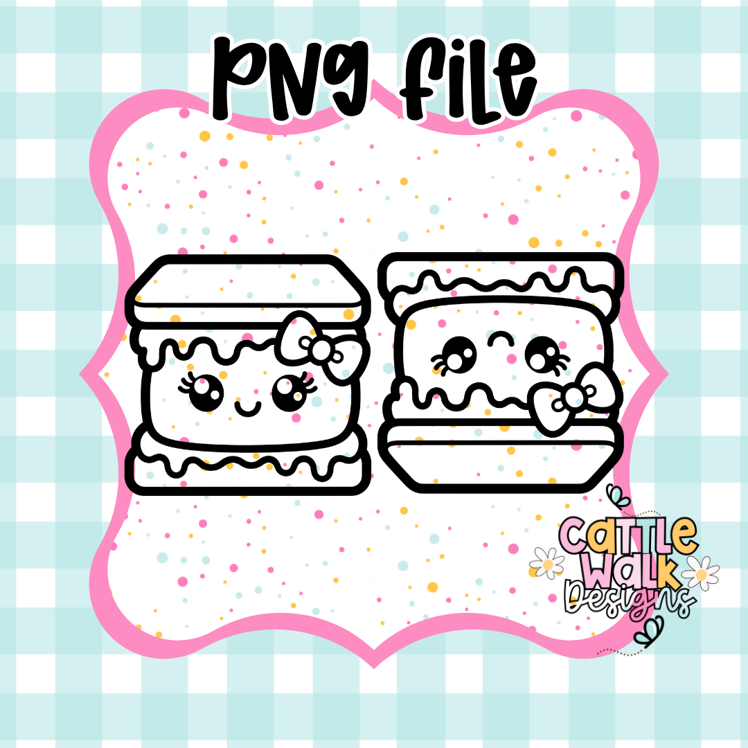 Kawaii S’mores Vent Clip PNG Bundle | Cute Campfire Treat Car Vent PNGs | CWD-Style Design