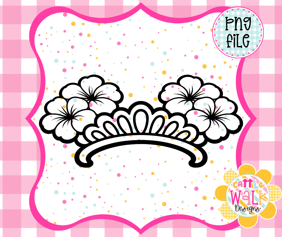 Hibiscus Flower Headband PNG | Tropical Flower Headband Sublimation Design | Hawaiian Flower Clipart | Summer Vacation PNG | Instant Download