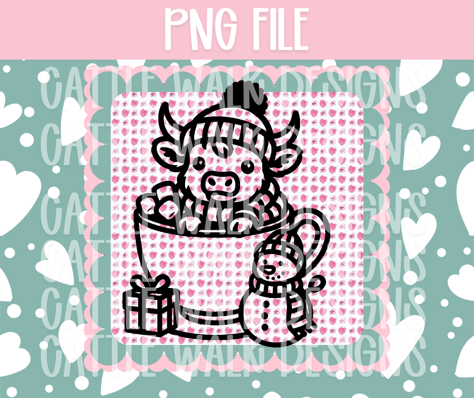 Highland Cow in Mug PNG β Cozy Winter & Christmas Freshie Design Template