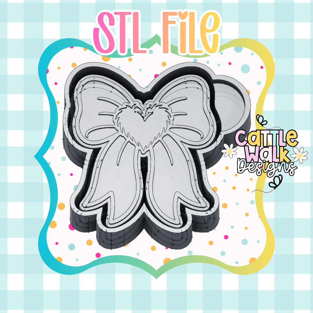 Furry Center Bow STL File | 3D Printable Mold Housing | Christmas Bow Freshie Mold STL | Digital Download